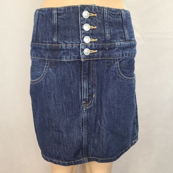 New RE/DONE Corset Mini Skirt in Indigo Flow Denim Womens (26) Small Defect-$285 - Picture 4 of 11